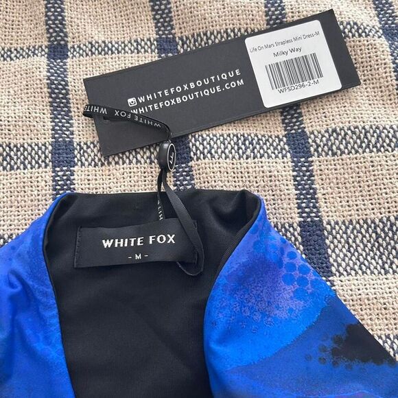 WhiteFox Life On Mars Blue Strapless Mini Bodycon Dress NWT M | Cosmic Core - Picture 6 of 8